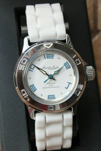 Vostok Amphibian 051458 Mechanical Women Female Russian wrist watch White Blue