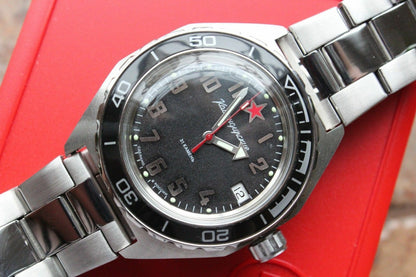 Vostok Komandirsky Auto Russian Military Wrist Watch # 650537 New