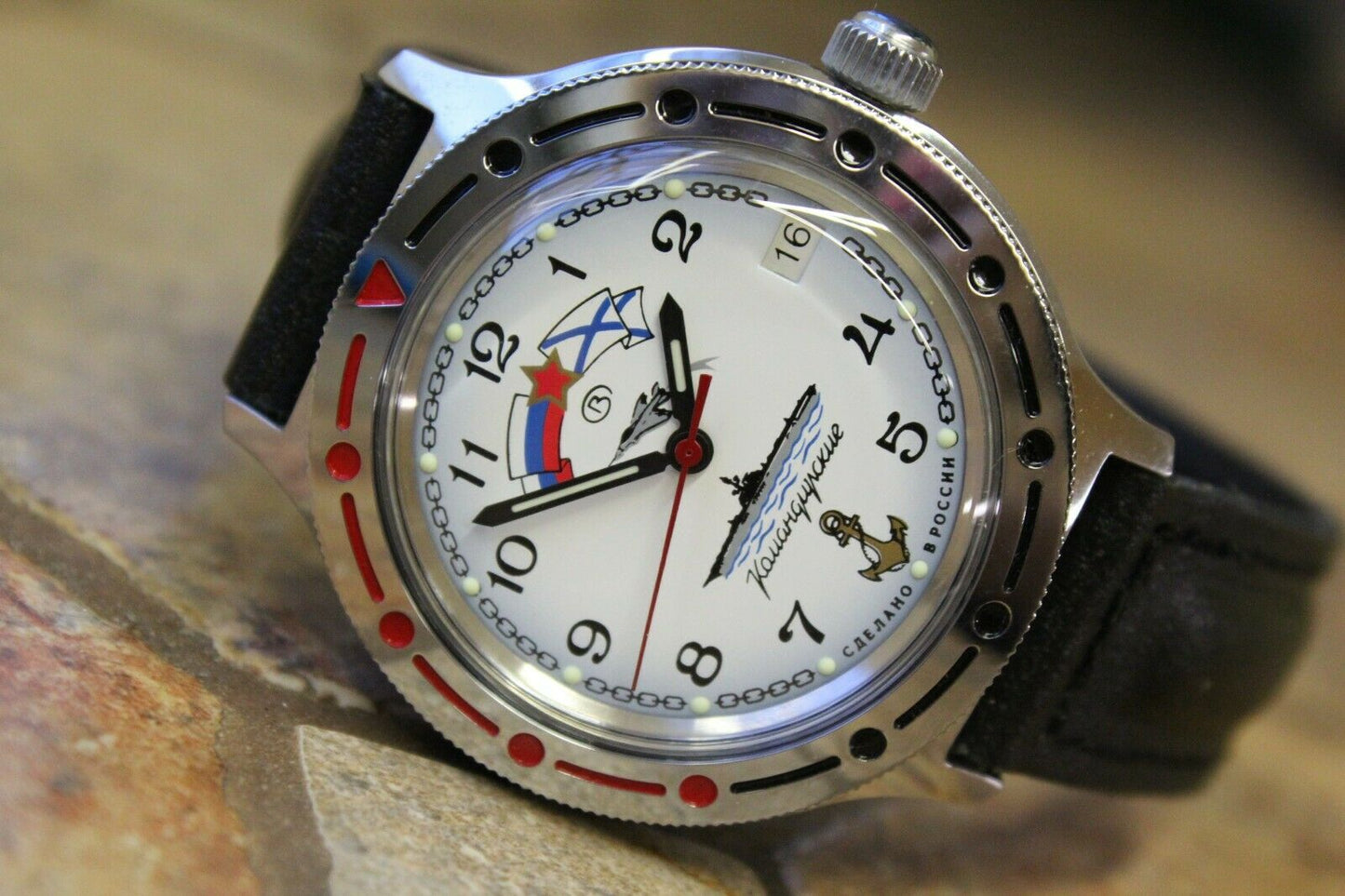 Vostok Komandirsky Auto Russian Military Wrist Watch # 921241 NEW