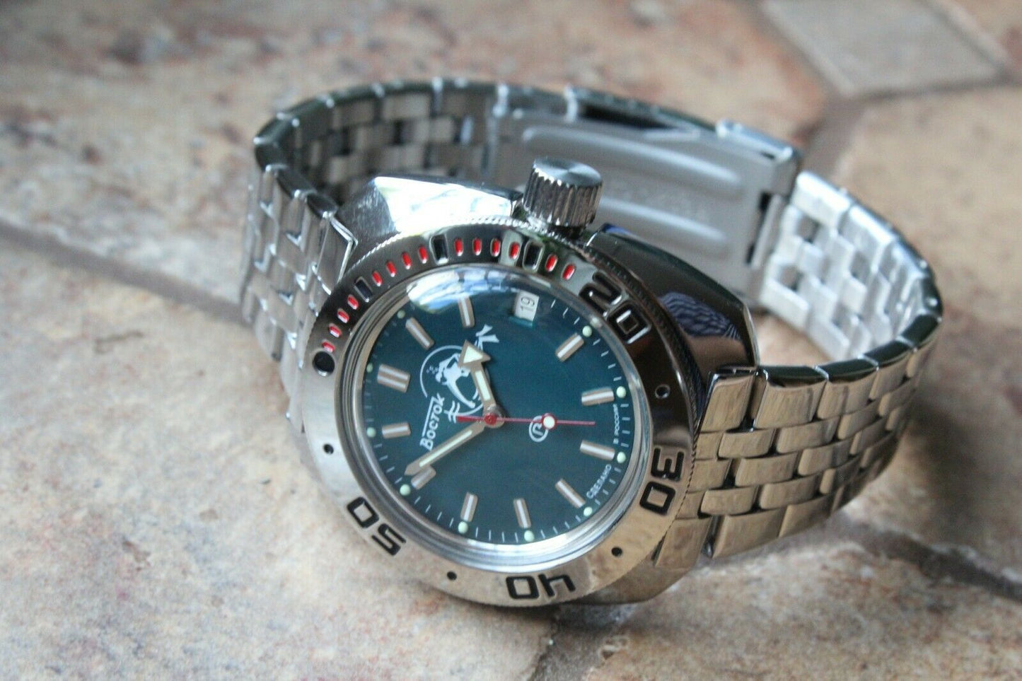 Russian Mechanical Automatic Wrist Watch Vostok Amphibian Diver Scuba 710059