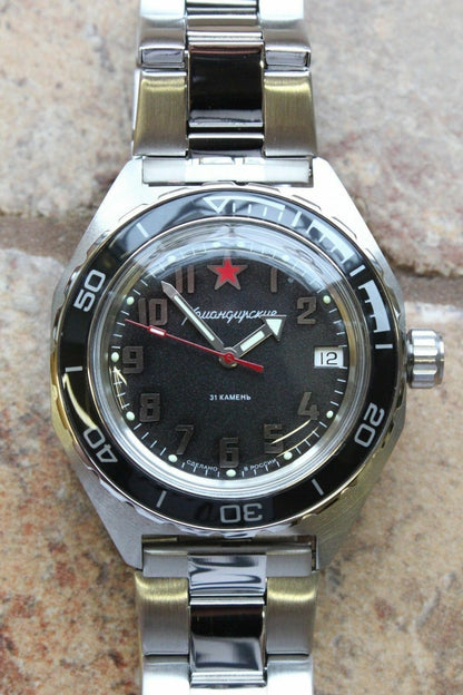 Vostok Komandirsky Auto Russian Military Wrist Watch # 650537 New