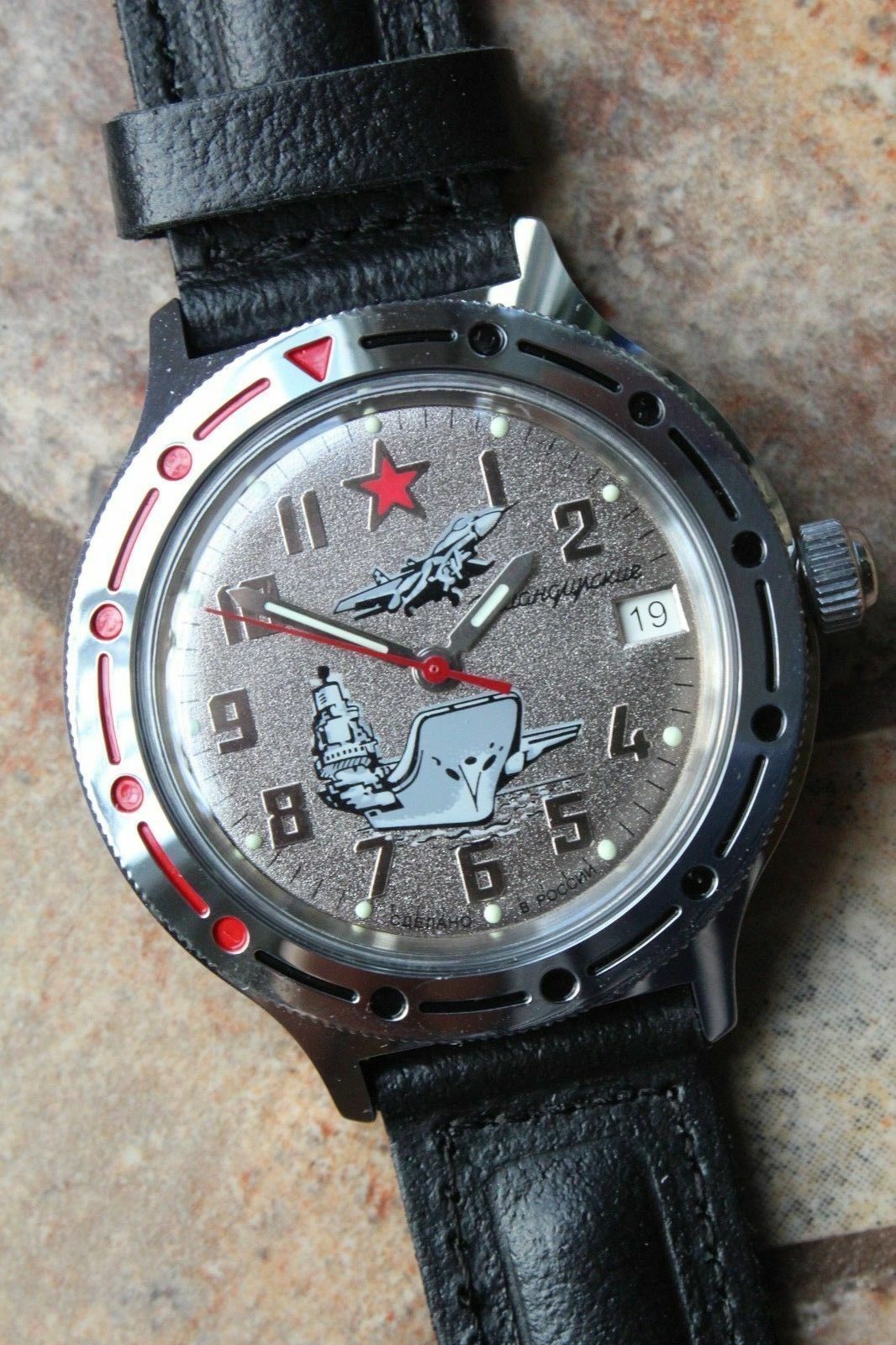 Vostok Komandirsky Auto Russian Military Wrist Watch # 921402 NEW