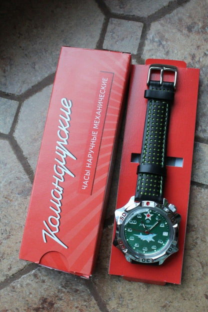 Vostok Komandirsky Russian Wrist Watch Premium Leather Strap  # 531124-L1 NEW