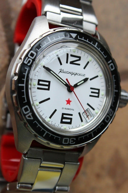 Vostok Komandirsky Auto Military Wrist Watch # 020716 NEW