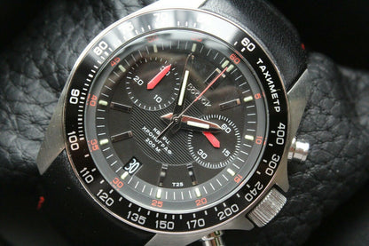 Vostok Komandirsky K-39 Quartz Chronograph Black Russian Military Wristwatche