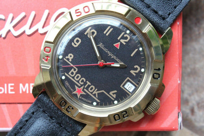 Vostok Komandirsky Military Wrist Watch # 439524 NEW