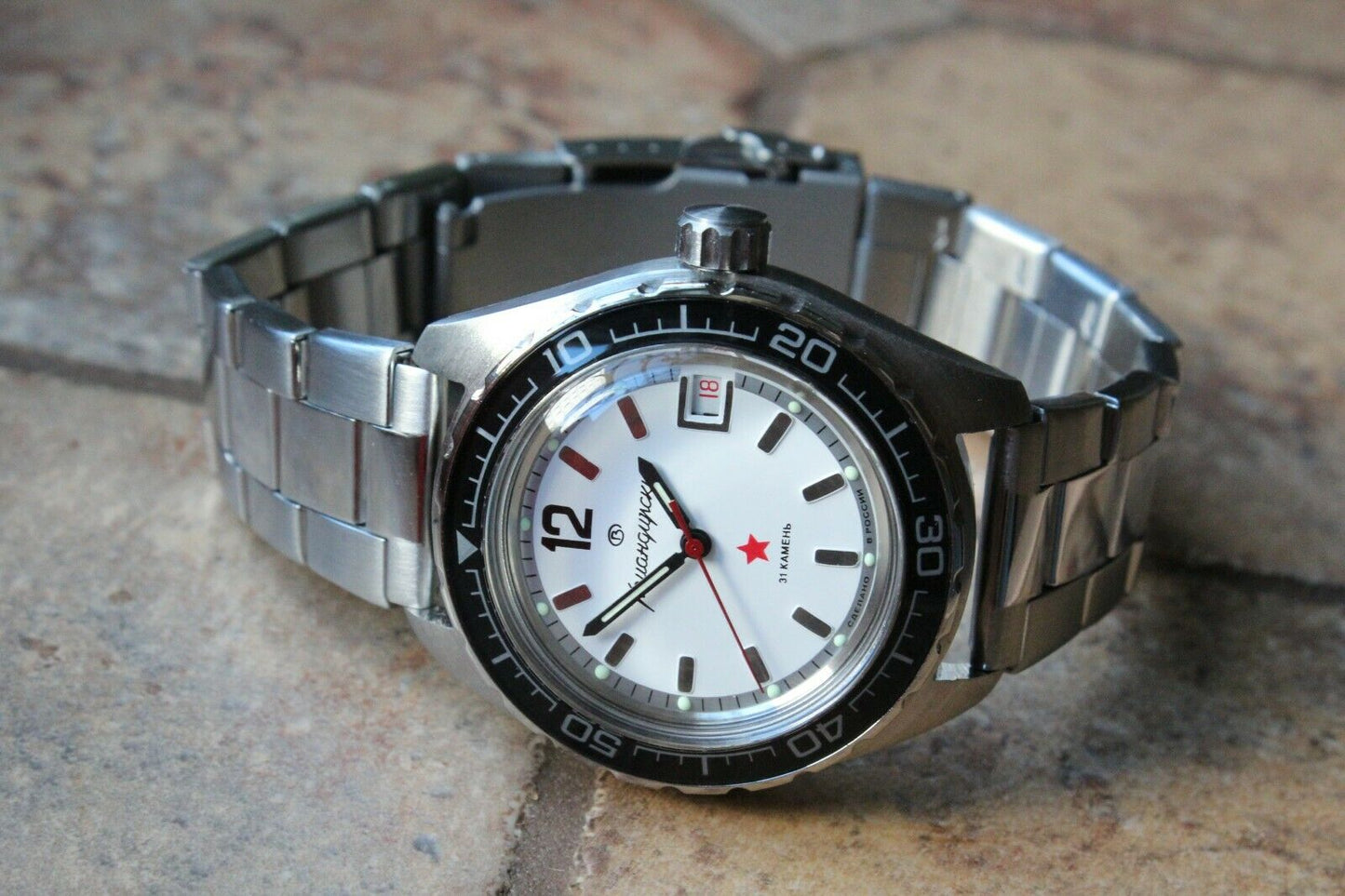 Vostok Komandirsky Auto Russian Military Wrist Watch # 020739 NEW