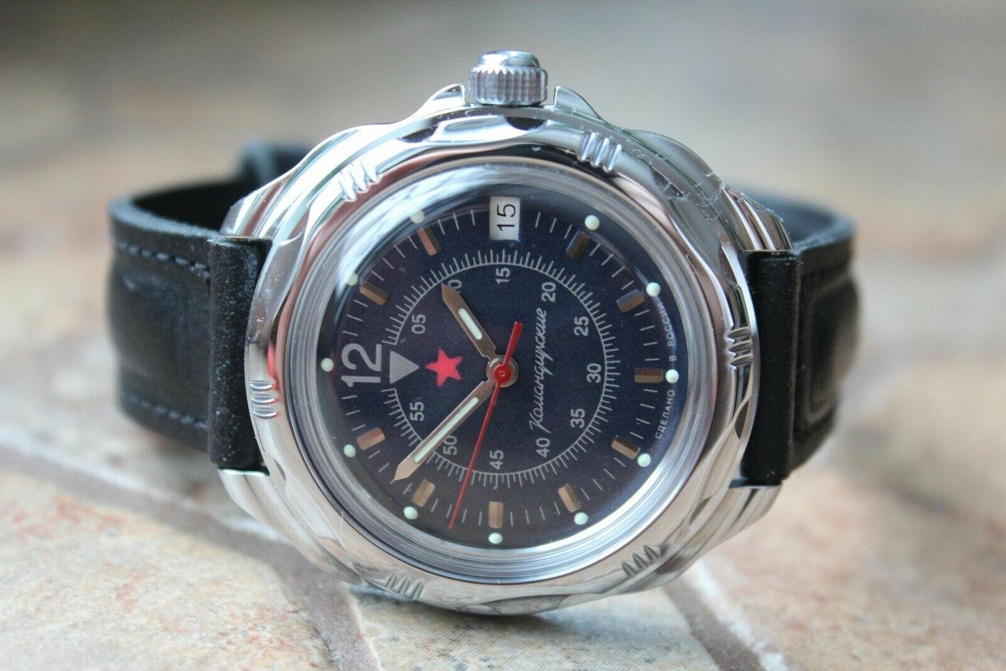 Vostok Komandirsky Russian Military Wrist Watch # 211398 NEW