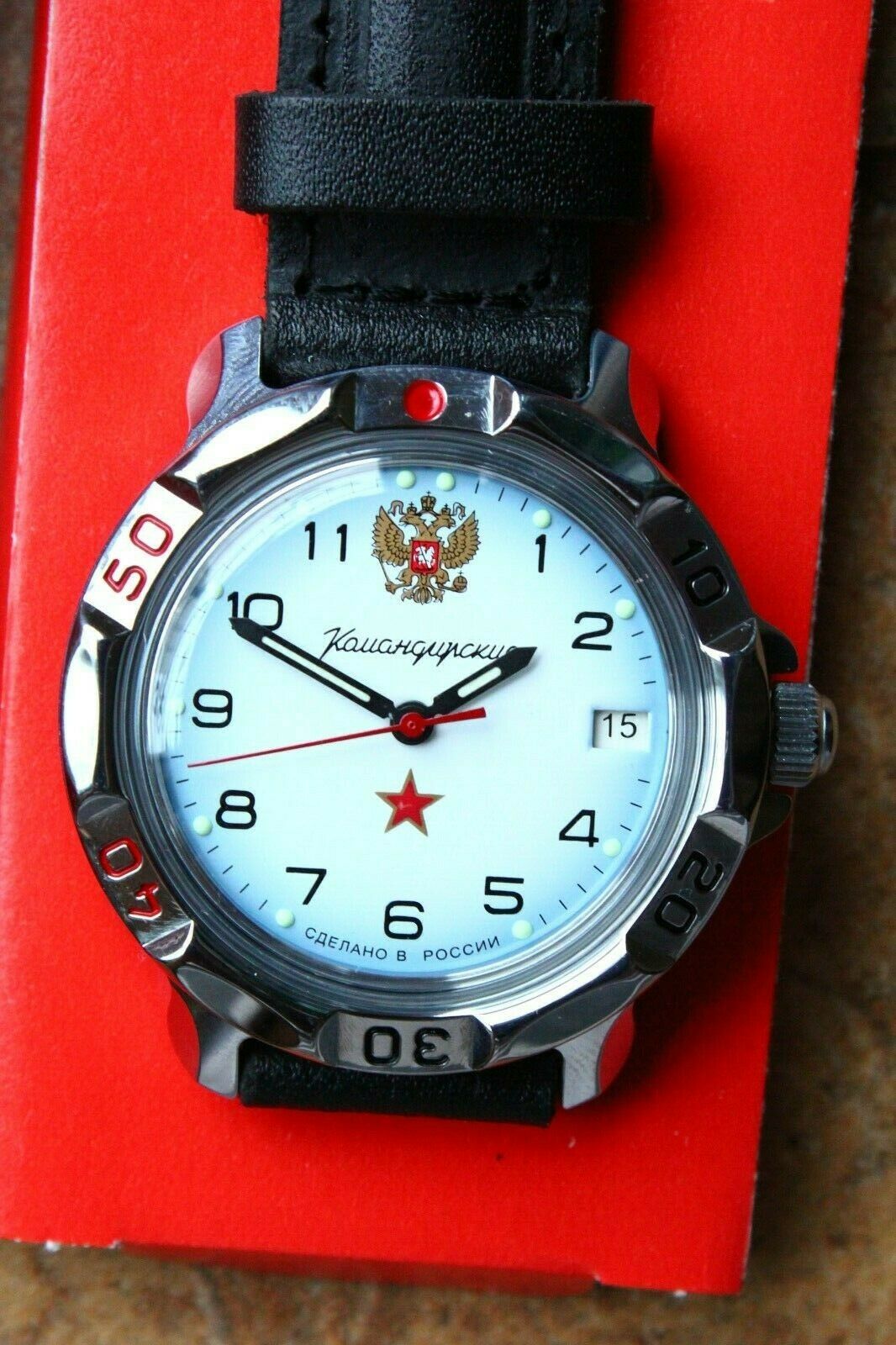 Vostok Komandirskie Mechanical Military Russian wrist watch Star Eagle 811323