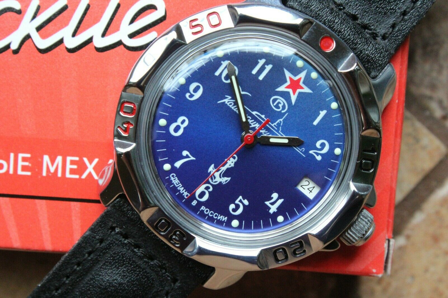 Vostok Komandirskie Mechanical Military Russian wrist watch Navy VMF 811289