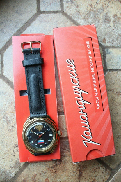 Vostok Komandirsky 219646 Russian Mechanical Military Wrist Watch Tricolour