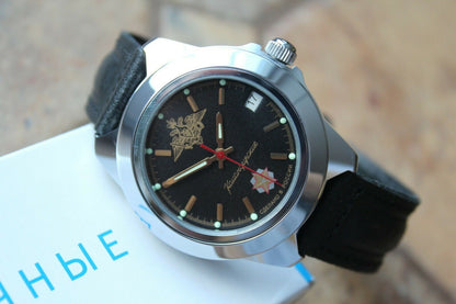 Vostok Komandirsky Auto Russian Military Wrist Watch # 641655 NEW