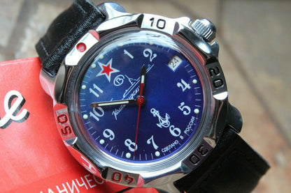 Vostok Komandirskie Mechanical Military Russian wrist watch Navy VMF 811289
