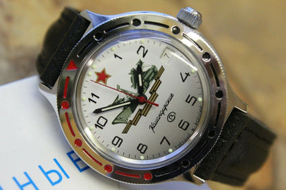 Vostok Komandirsky Auto Russian Military Wrist Watch # 921823 NEW