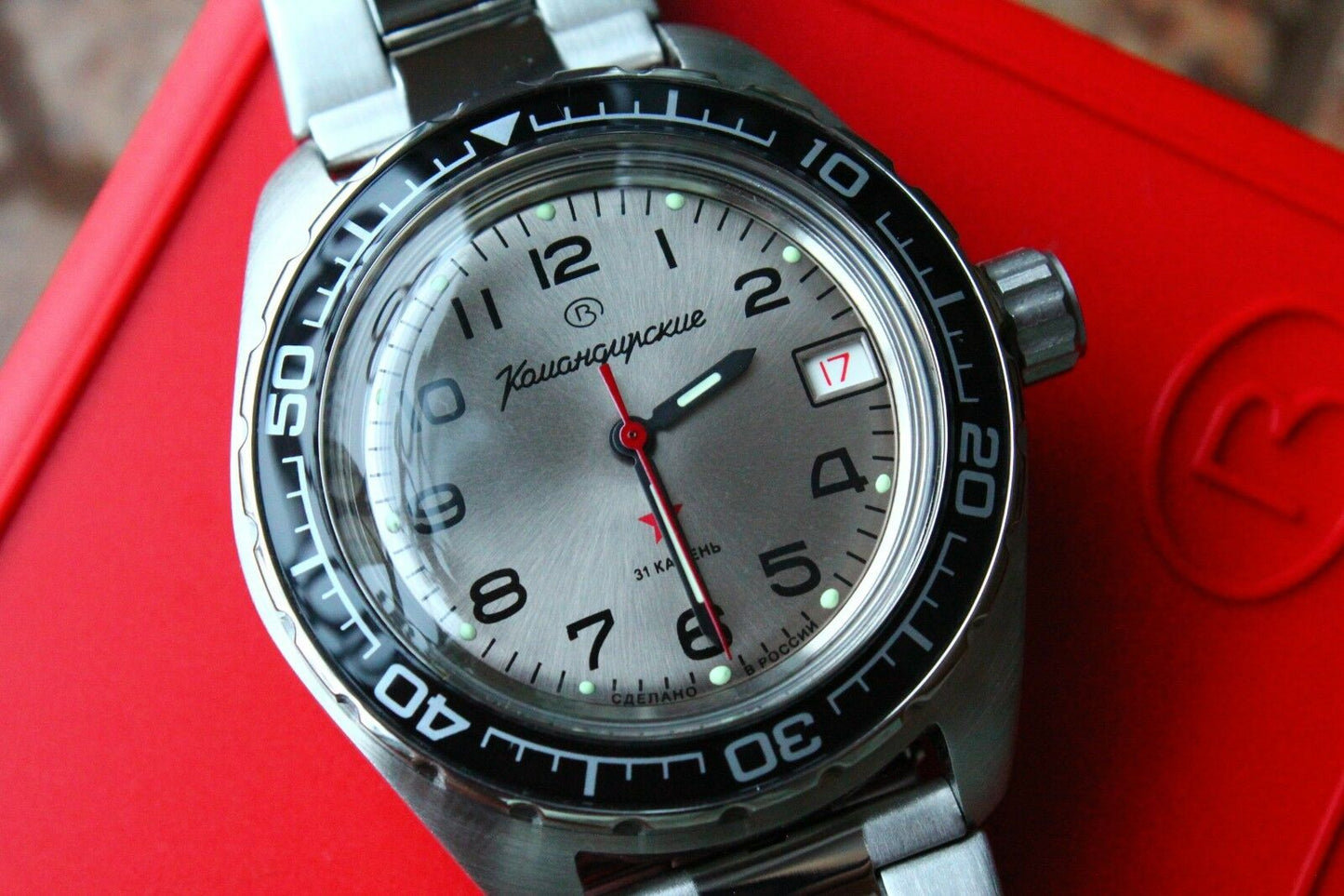 Vostok Komandirsky Auto Russian Military Wrist Watch # 020708 NEW