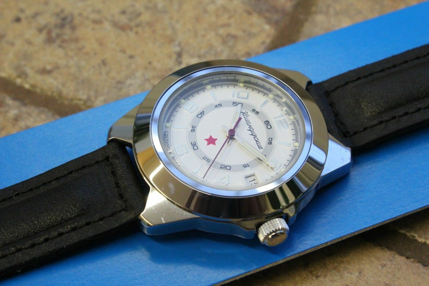 Vostok Komandirsky Auto Russian Military Wrist Watch # 641686 NEW