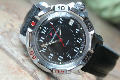 Vostok Komandirsky Russian Mechanical Military Wrist Watch Red Star 811186