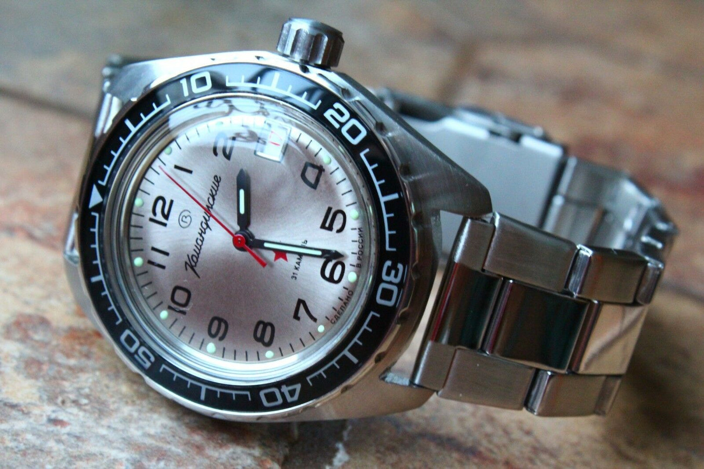 Vostok Komandirsky Auto Russian Military Wrist Watch # 020708 NEW