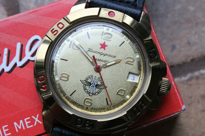 Vostok Komandirsky Military Wrist Watch # 439451 NEW