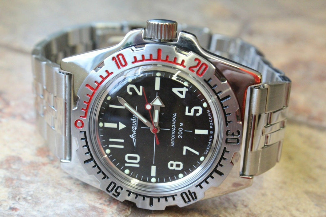 Russian Mechanical Automatic Wrist Watch VOSTOK AMPHIBIAN DIVER 110647