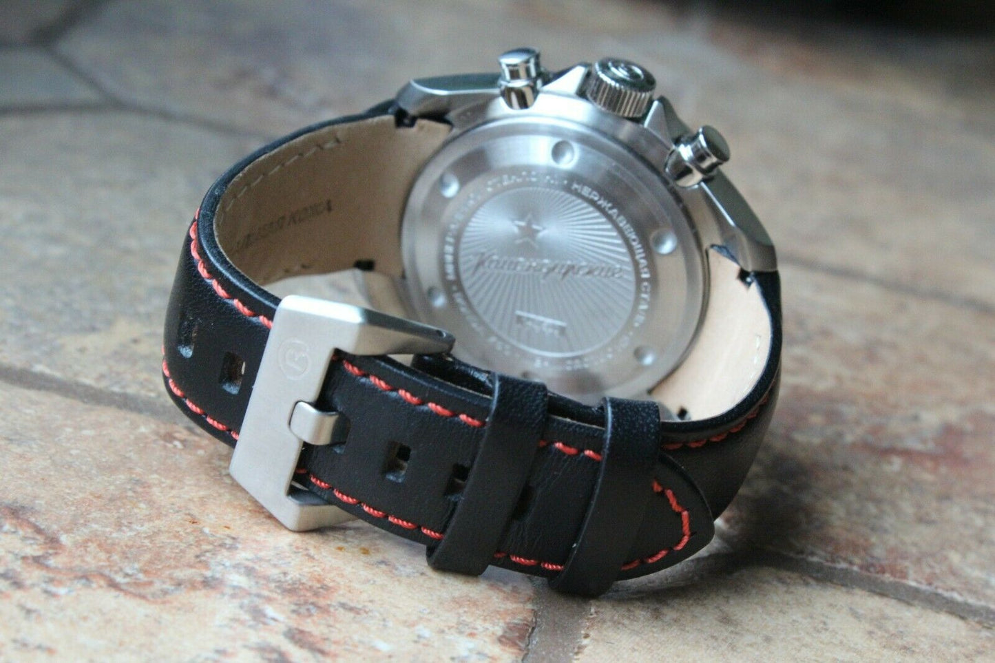 Vostok Komandirsky K-39 Quartz Chronograph Black Russian Military Wristwatche