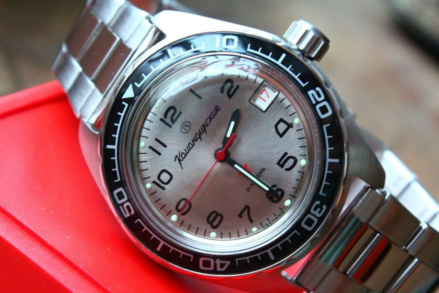 Vostok Komandirsky Auto Russian Military Wrist Watch # 020708 NEW