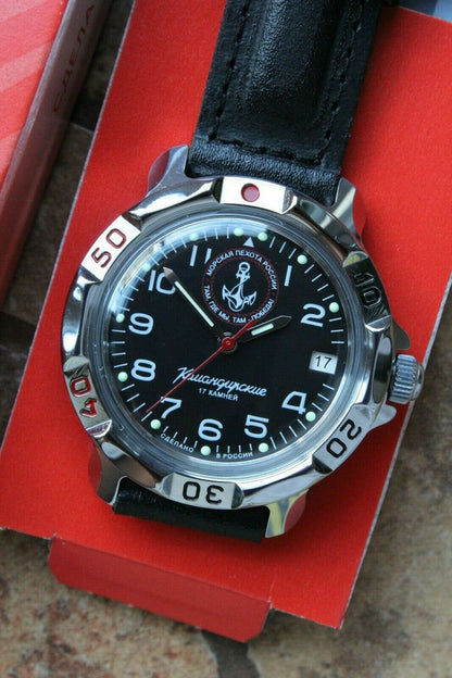 Vostok Komandirsky 811956 Russian Mechanical Military Wrist Watch Marines