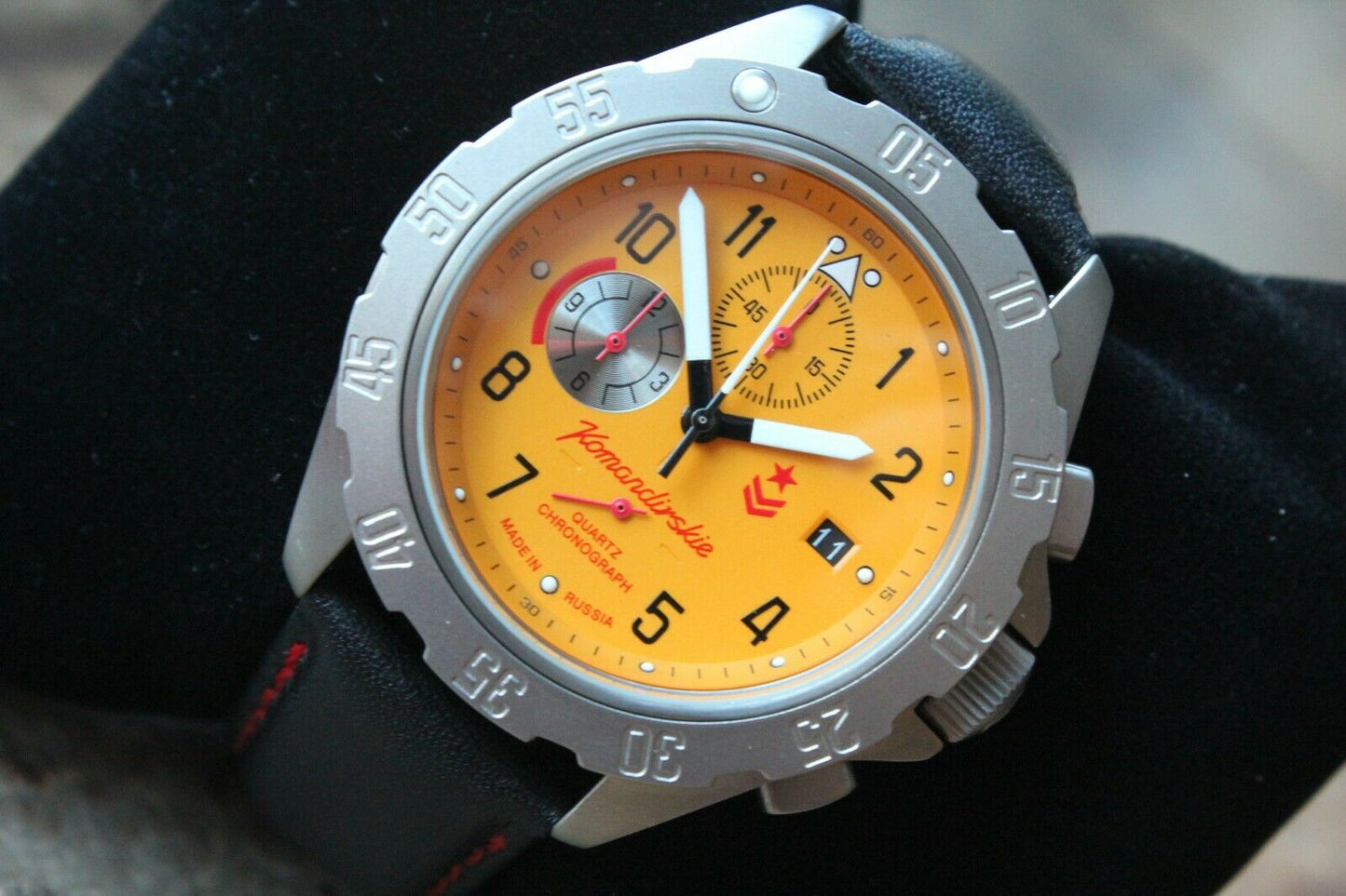 Vostok Komandirsky 340086 Quartz Russian K-34 Rare Military Wristwatche Orange