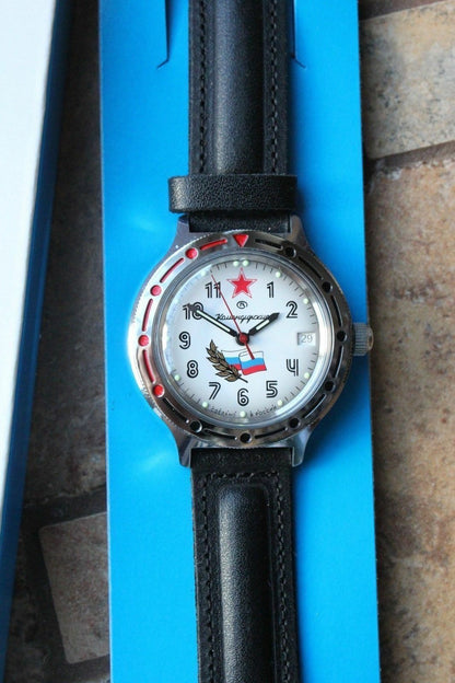 Vostok Komandirsky AutoRussian Military Wrist Watch # 921277 NEW