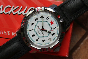Vostok Komandirsky Mechanical Russian Military Wrist Watch Red Star 811719
