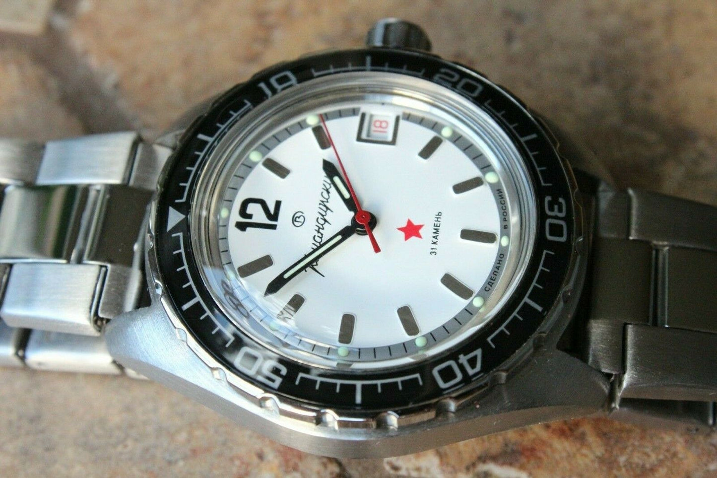 Vostok Komandirsky Auto Russian Military Wrist Watch # 020739 NEW