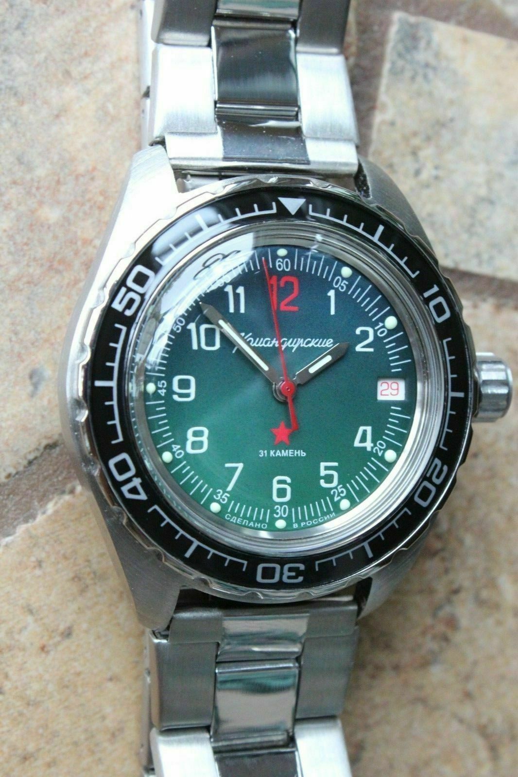 Vostok Komandirsky Auto Russian Military Wrist Watch # 020711 NEW