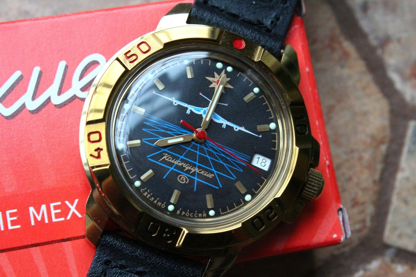 Vostok Komandirsky Military Wrist Watch # 439499 NEW