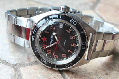 Vostok Komandirsky Auto Russian Military Wrist Watch # 650537 New