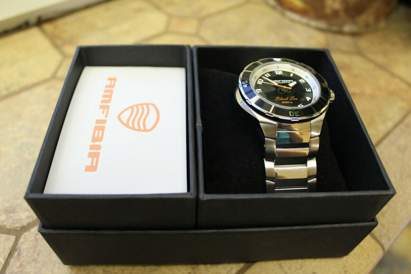 Vostok Amphibian 440793 Auto Black Sea Russian mens wrist watch