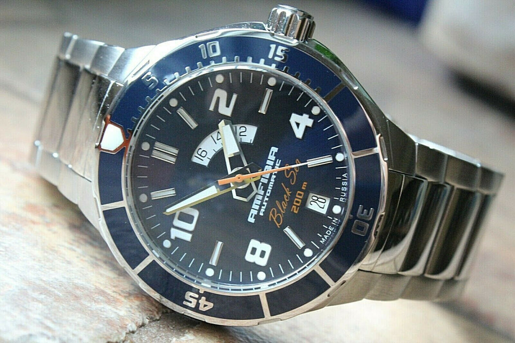 Vostok Amphibian 440795 Automatic Black Sea Russian mens wrist watch New 2019