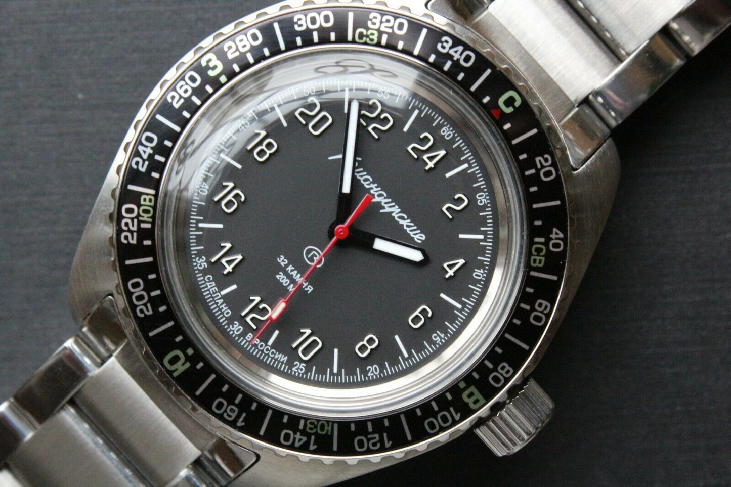 Vostok Komandirsky 030936 Russian Automatic Military Wrist Watch 24 Hours