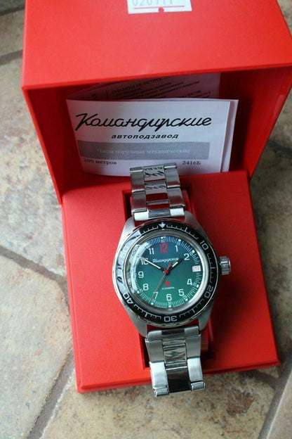 Vostok Komandirsky Auto Russian Military Wrist Watch # 020711 NEW