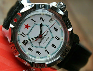 Vostok Komandirsky Mechanical Russian Military Wrist Watch Red Star 811719
