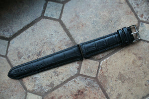 Genuine Leather Watch Strap Band KMV XL 24mm Black