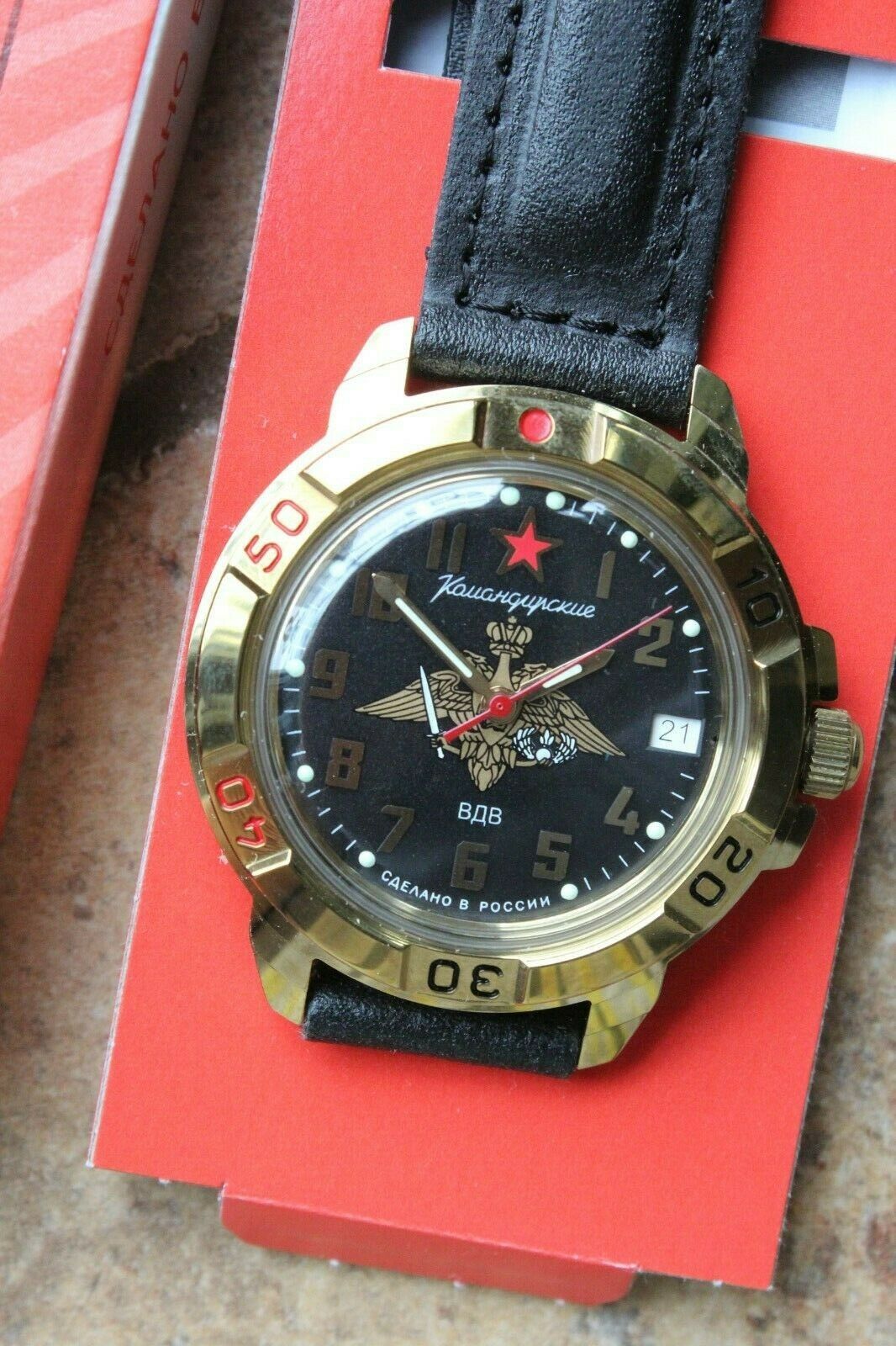 Vostok Komandirsky Military Wrist Watch # 439630 NEW