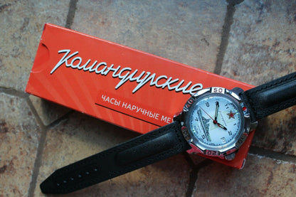 Vostok Komandirsky Russian Mechanical Military Wrist Watch Naval Ship 811428