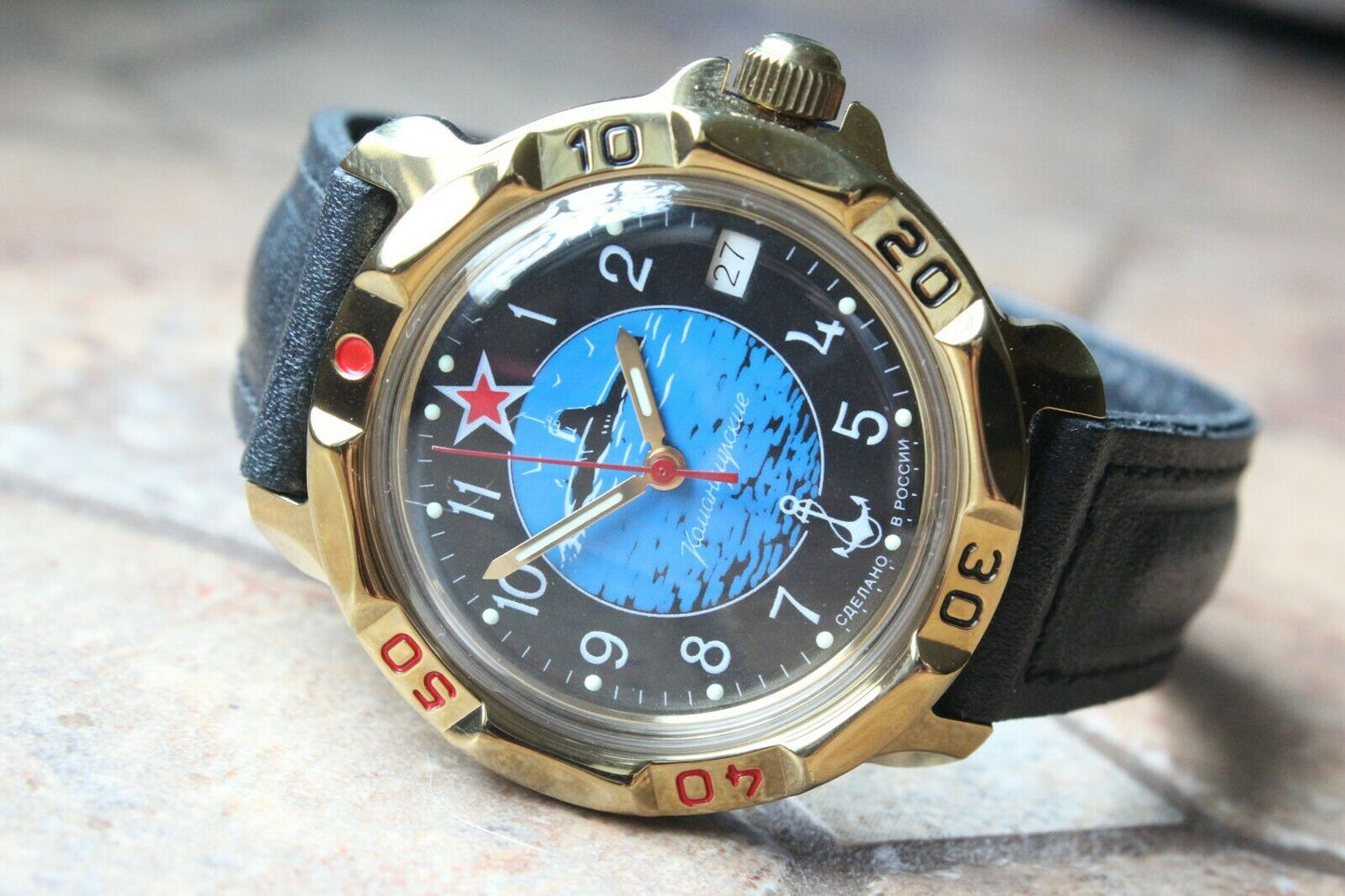 Vostok Komandirsky 819163 Russian Mechanical Military Wrist Watch Submarine Boat