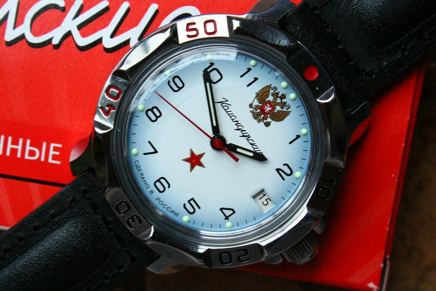 Vostok Komandirskie Mechanical Military Russian wrist watch Star Eagle 811323