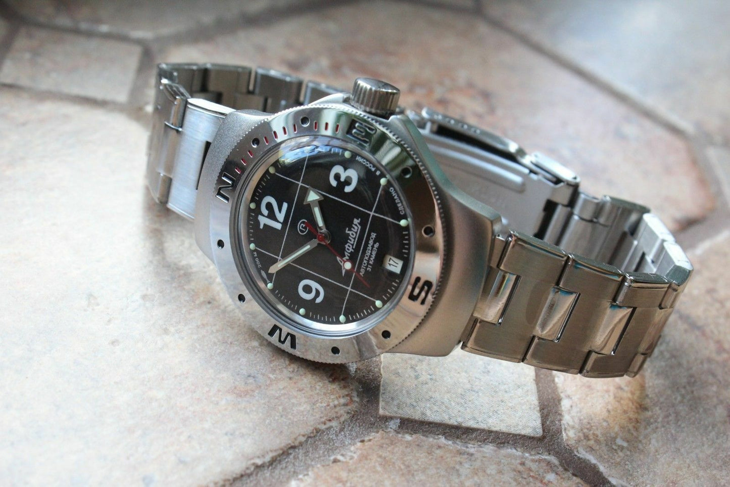 Vostok Amphibian Auto Russian diver wrist watch 060488