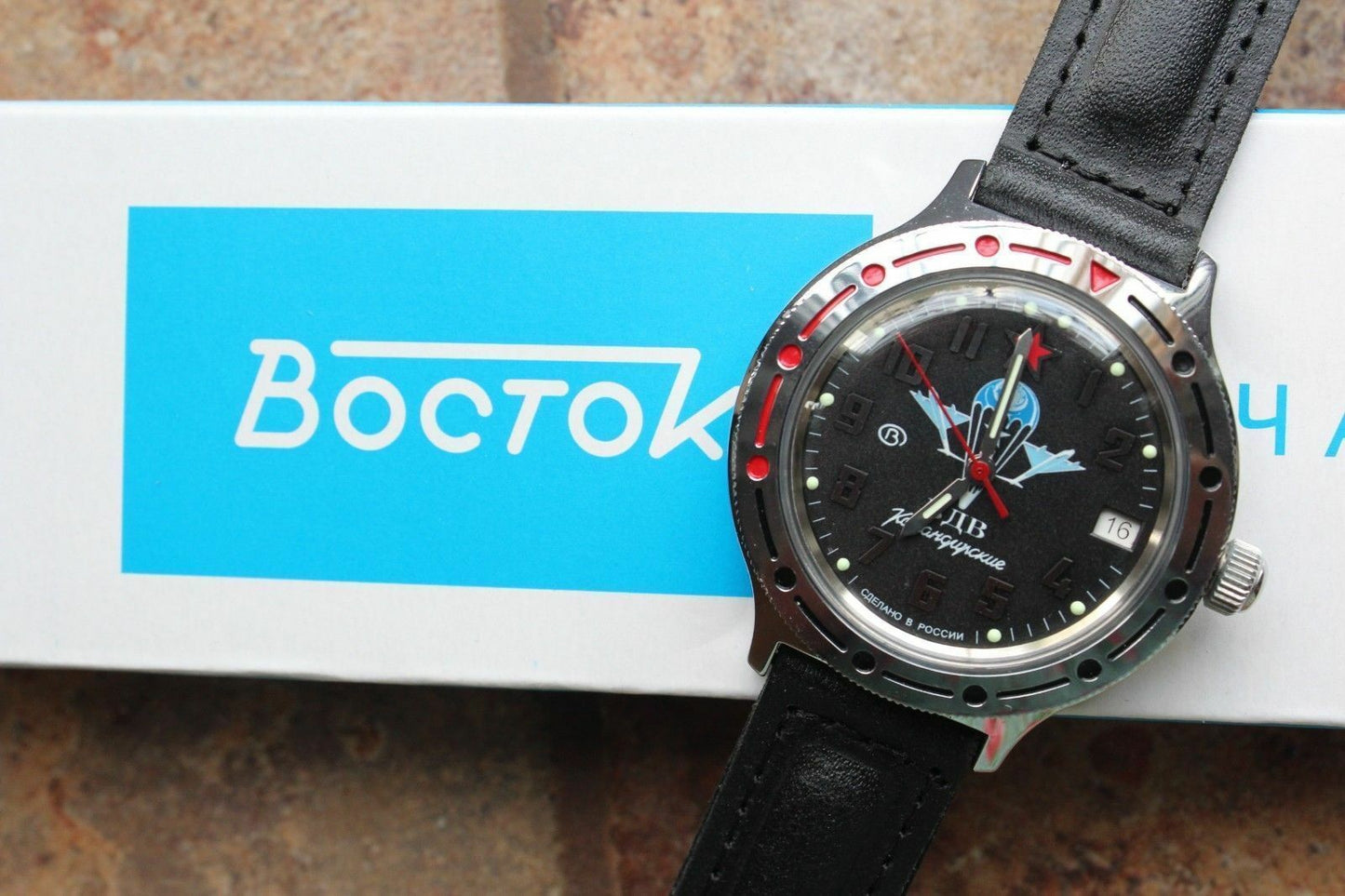 Vostok Komandirsky Auto Russian Military Wrist Watch # 921288 NEW