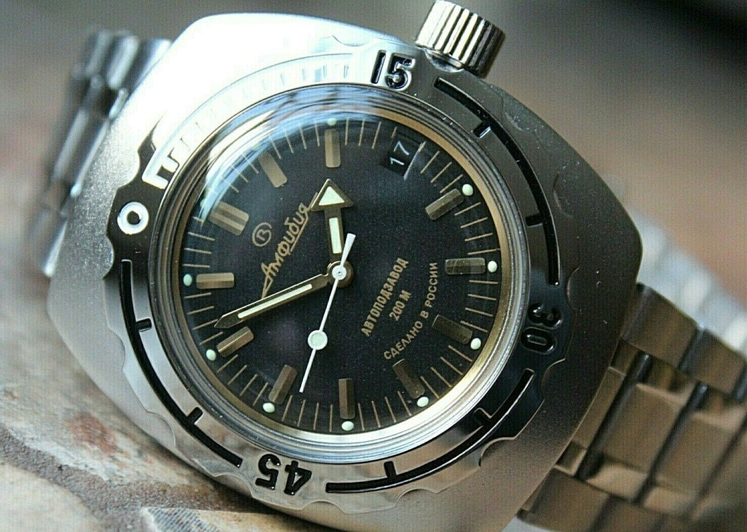 Vostok Amphibian Diver Mechanical Automatic Wrist Watch 090679