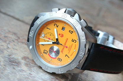 Vostok Komandirsky 340086 Quartz Russian K-34 Rare Military Wristwatche Orange