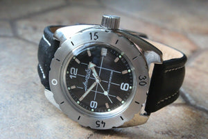 Vostok Amphibian Diver Russian wrist watch Leather Band 150375-L1