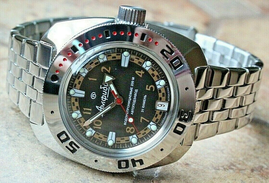 Russian Mechanical Automatic Wrist Watch VOSTOK AMPHIBIAN DIVER 710469